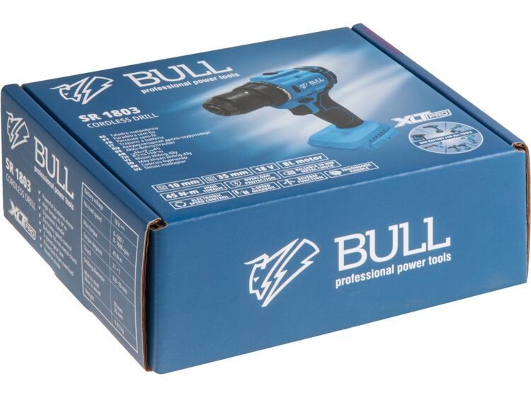 Дрель-шуруповерт BULL SR 1803 XLTpro БЕСЩЕТ., SOLO, 18 В, 45 Н*м