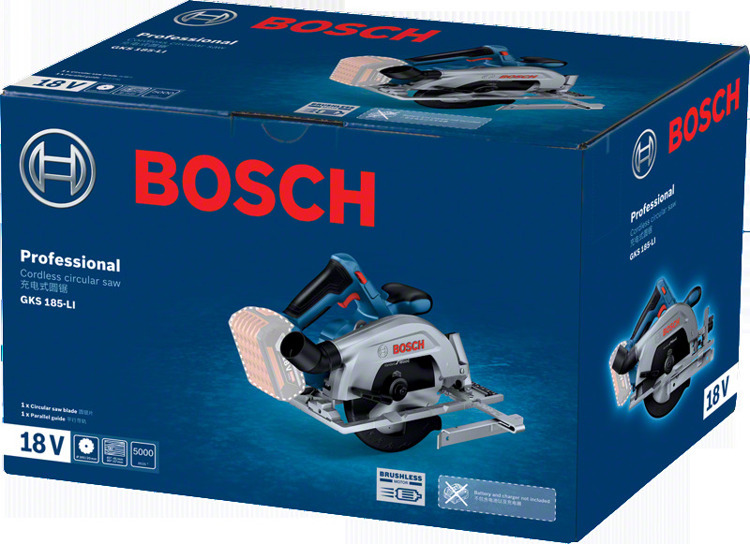 Аккумуляторная циркулярная пила Bosch GKS 185-LI (без акб) 06016C1221